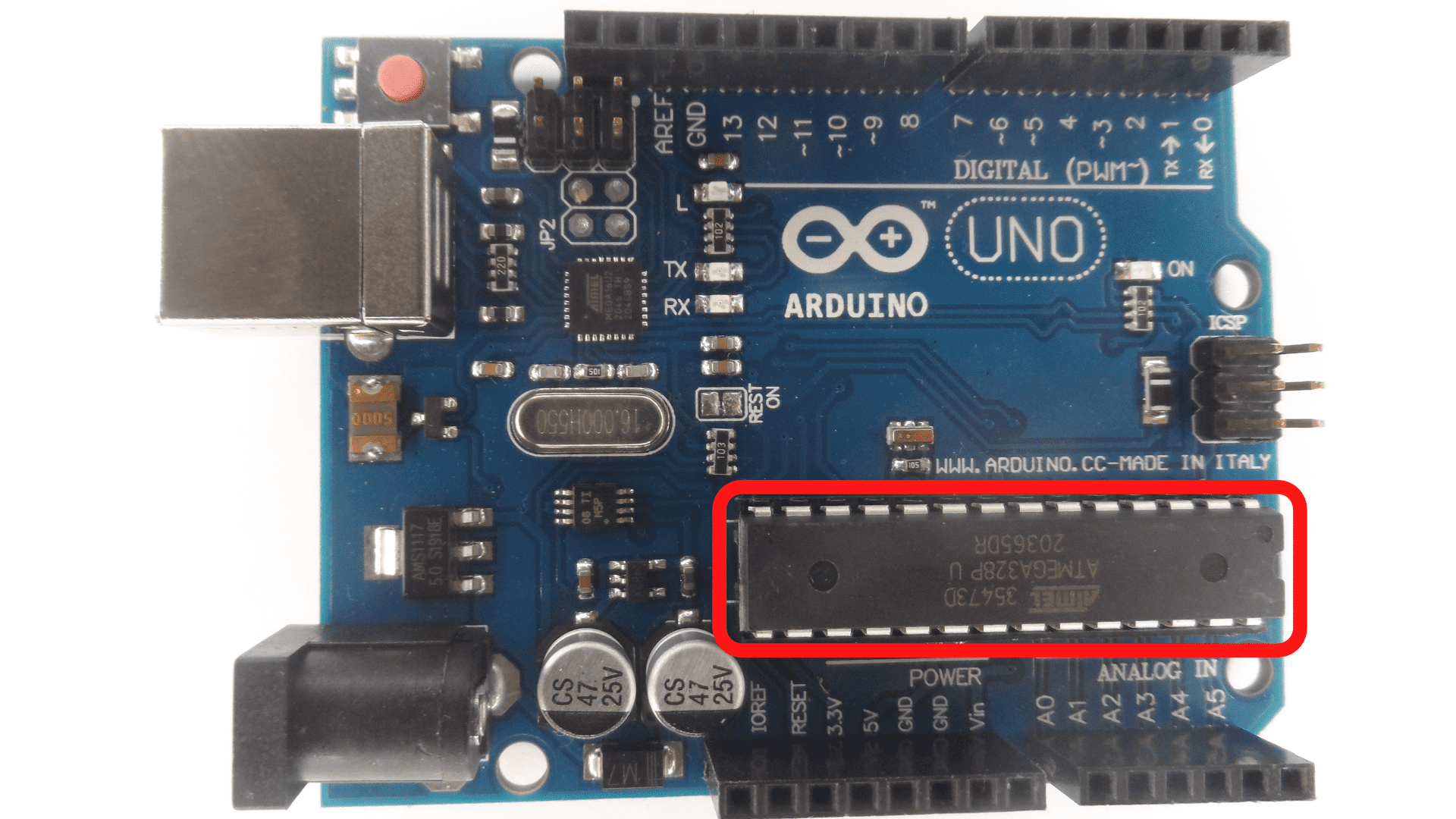 at mega Microcontrollers used in Arduino boards