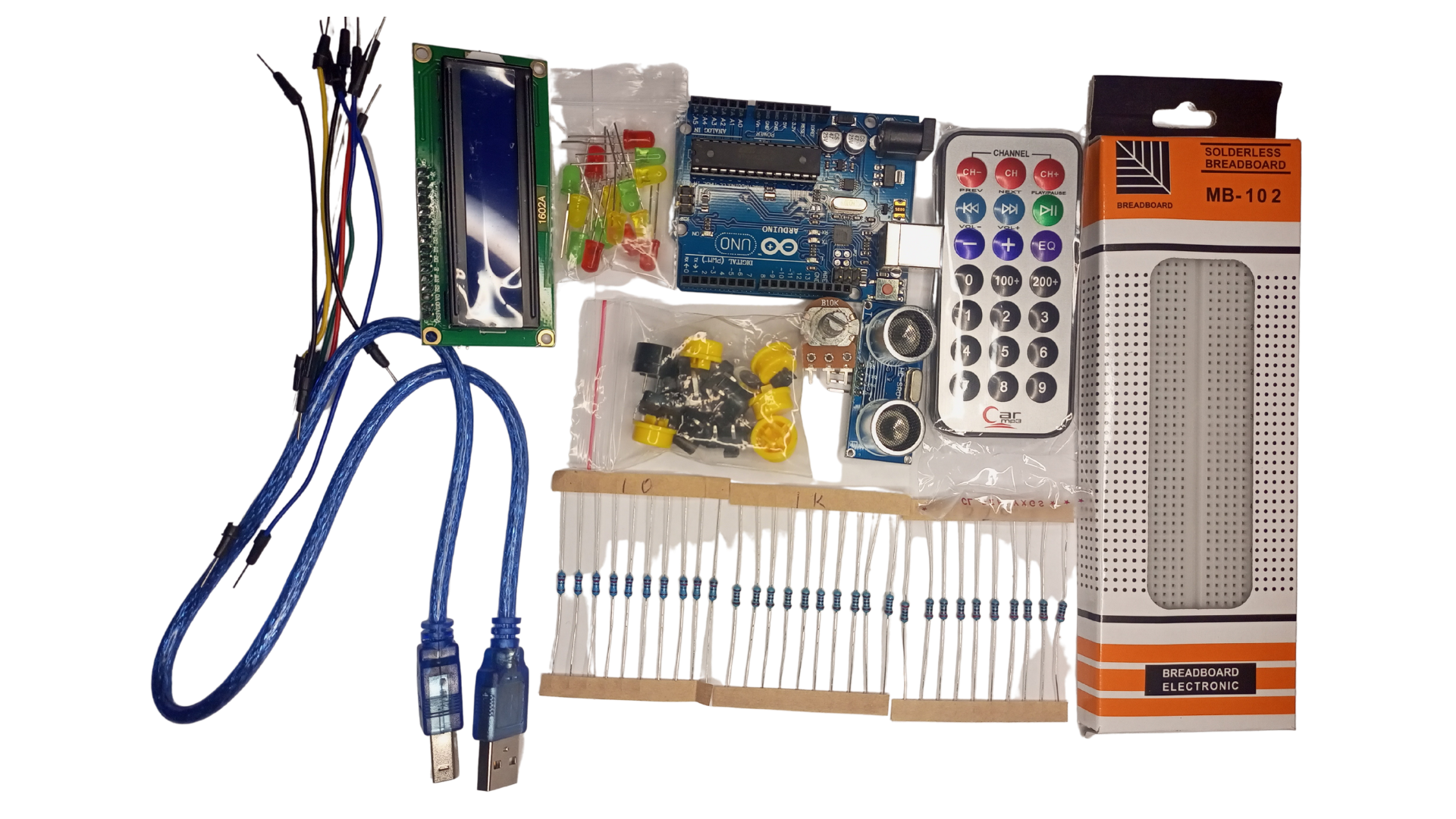 Kit de démarrage : planche à pain, fils de connexion, LED, résistances,  sans Arduino