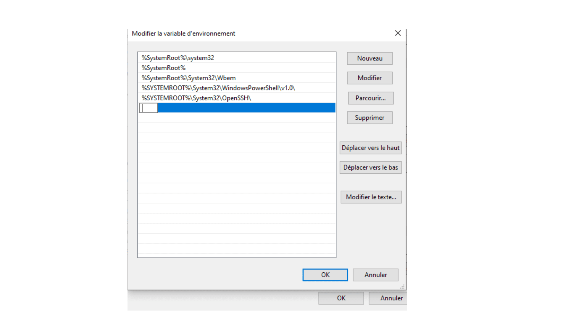 environment variable for  windows 10