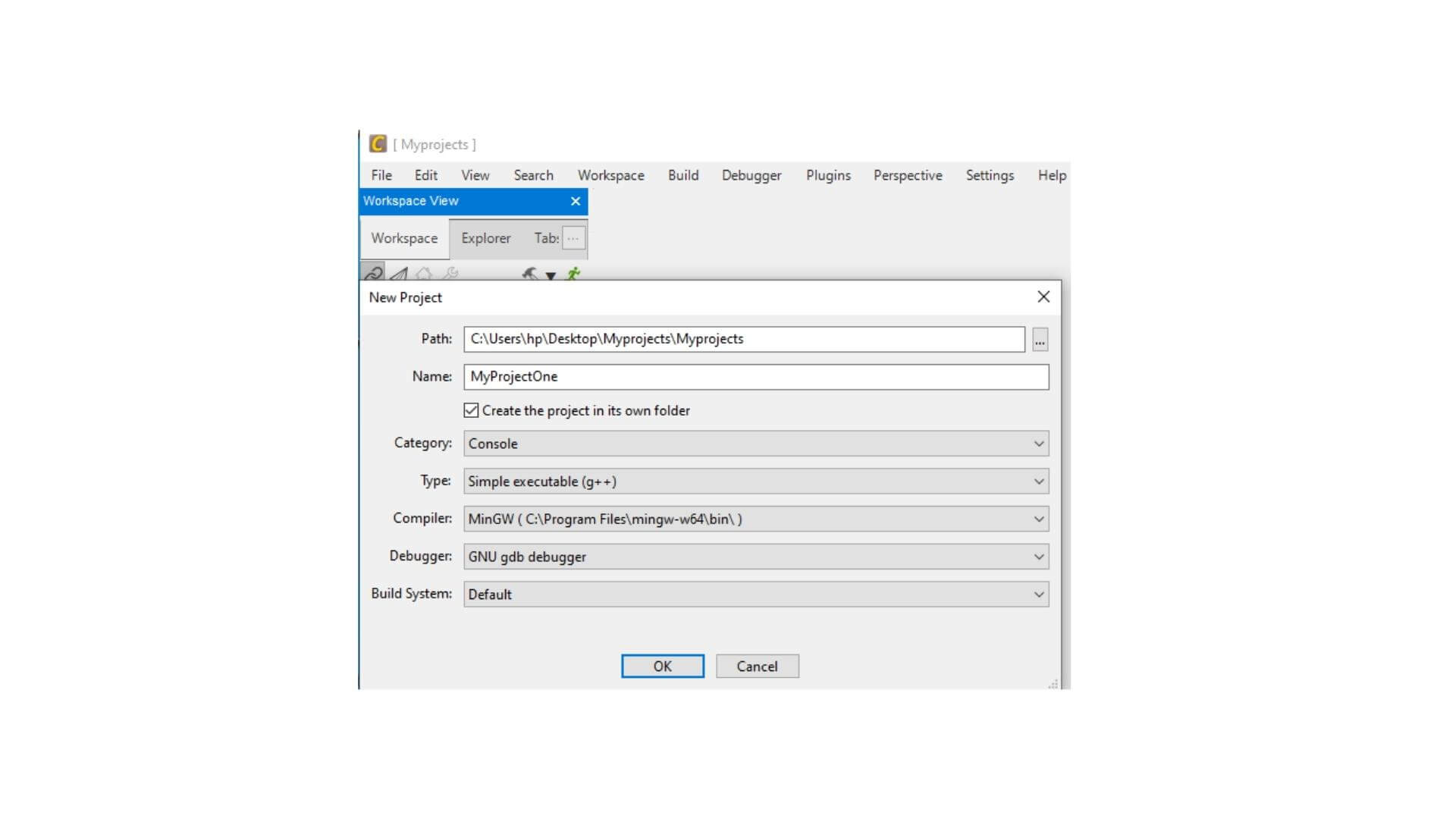 configure the CodeLite  project 