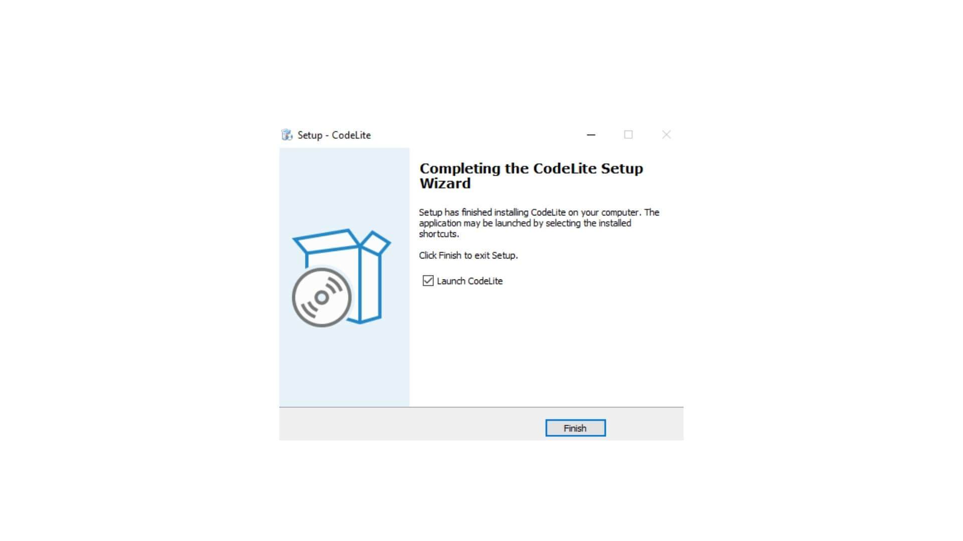 Setup has finished installing codelite on the computer 10