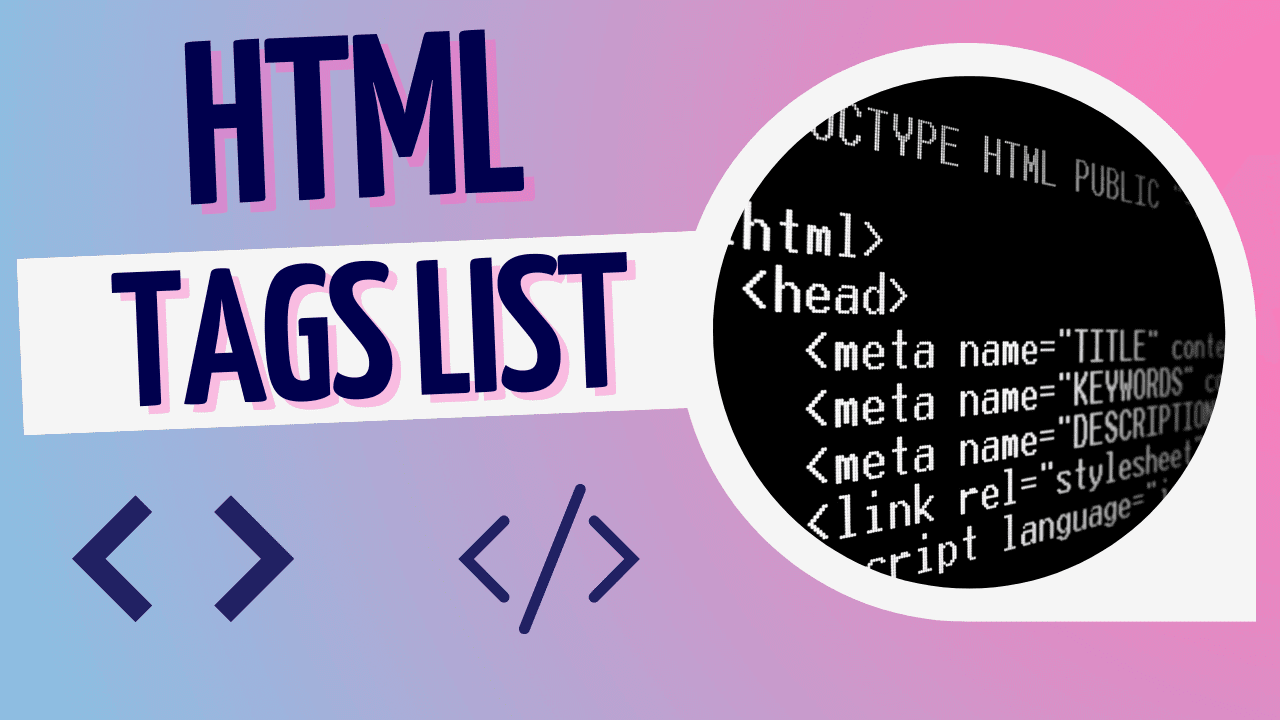 html tags list